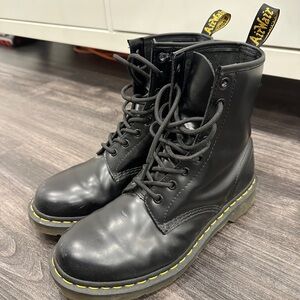 Dr. Martens Black Boots with Yellow Stitching